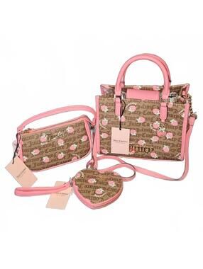 Juicy Couture Berry Sweet Mini Bag Set of 3 Strawberry Tote Wristlet Heart Pouch